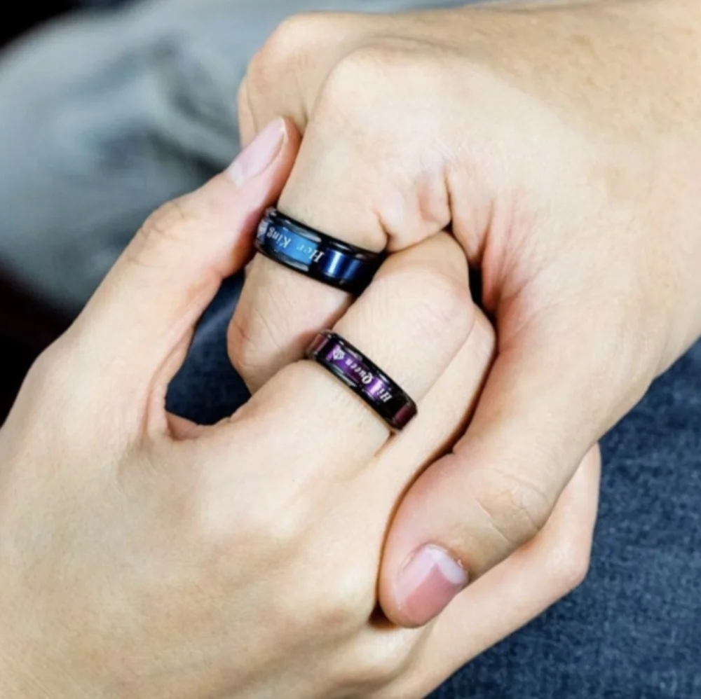 Couple Wedding Set Matching King & Queen Rings Engagement/Wedding Band Stainless